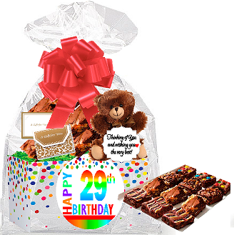 29th Birthday - Anniversary Gourmet Food Gift Basket Chocolate Brownie Variety Gift Pack Box (Individually Wrapped) 12pack