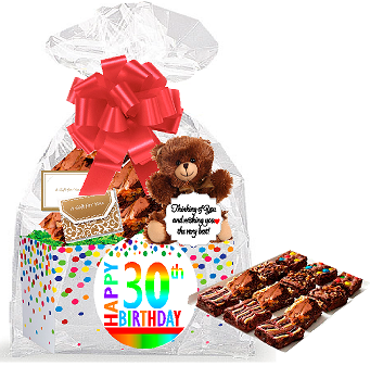30th Birthday - Anniversary Gourmet Food Gift Basket Chocolate Brownie Variety Gift Pack Box (Individually Wrapped) 12pack