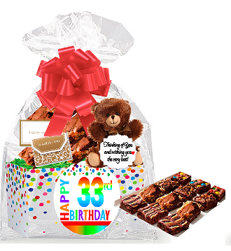 33rd Birthday - Anniversary Gourmet Food Gift Basket Chocolate Brownie Variety Gift Pack Box (Individually Wrapped) 12pack