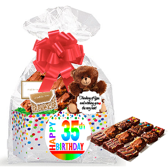 35th Birthday - Anniversary Gourmet Food Gift Basket Chocolate Brownie Variety Gift Pack Box (Individually Wrapped) 12pack