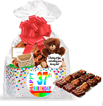 37th Birthday - Anniversary Gourmet Food Gift Basket Chocolate Brownie Variety Gift Pack Box (Individually Wrapped) 12pack