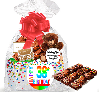 38th Birthday - Anniversary Gourmet Food Gift Basket Chocolate Brownie Variety Gift Pack Box (Individually Wrapped) 12pack