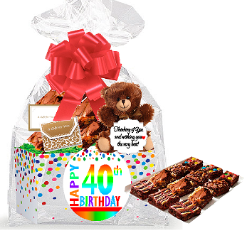 40th Birthday - Anniversary Gourmet Food Gift Basket Chocolate Brownie Variety Gift Pack Box (Individually Wrapped) 12pack