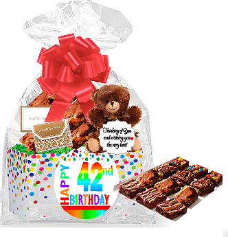 42nd Birthday - Anniversary Gourmet Food Gift Basket Chocolate Brownie Variety Gift Pack Box (Individually Wrapped) 12pack