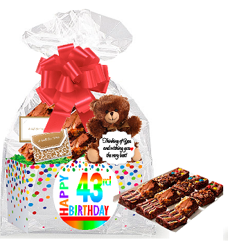 43rd Birthday - Anniversary Gourmet Food Gift Basket Chocolate Brownie Variety Gift Pack Box (Individually Wrapped) 12pack