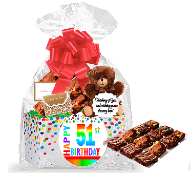 51st Birthday - Anniversary Gourmet Food Gift Basket Chocolate Brownie Variety Gift Pack Box (Individually Wrapped) 12pack