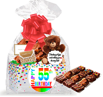 55th Birthday - Anniversary Gourmet Food Gift Basket Chocolate Brownie Variety Gift Pack Box (Individually Wrapped) 12pack