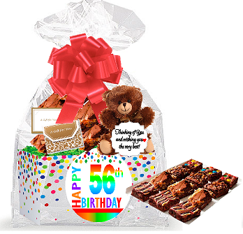 56th Birthday - Anniversary Gourmet Food Gift Basket Chocolate Brownie Variety Gift Pack Box (Individually Wrapped) 12pack