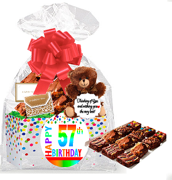 57th Birthday - Anniversary Gourmet Food Gift Basket Chocolate Brownie Variety Gift Pack Box (Individually Wrapped) 12pack