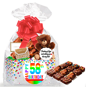 58th Birthday - Anniversary Gourmet Food Gift Basket Chocolate Brownie Variety Gift Pack Box (Individually Wrapped) 12pack