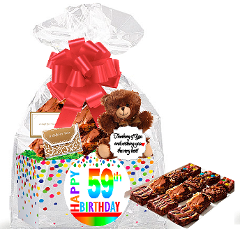 59th Birthday - Anniversary Gourmet Food Gift Basket Chocolate Brownie Variety Gift Pack Box (Individually Wrapped) 12pack