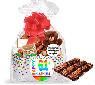 61st Birthday - Anniversary Gourmet Food Gift Basket Chocolate Brownie Variety Gift Pack Box (Individually Wrapped) 12pack