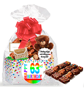 63rd Birthday - Anniversary Gourmet Food Gift Basket Chocolate Brownie Variety Gift Pack Box (Individually Wrapped) 12pack
