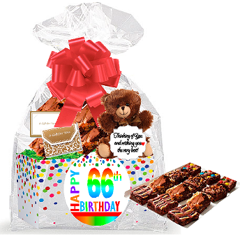 66th Birthday - Anniversary Gourmet Food Gift Basket Chocolate Brownie Variety Gift Pack Box (Individually Wrapped) 12pack