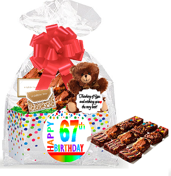 67th Birthday - Anniversary Gourmet Food Gift Basket Chocolate Brownie Variety Gift Pack Box (Individually Wrapped) 12pack