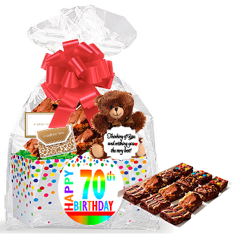 70th Birthday - Anniversary Gourmet Food Gift Basket Chocolate Brownie Variety Gift Pack Box (Individually Wrapped) 12pack