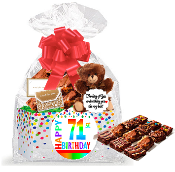 71st Birthday - Anniversary Gourmet Food Gift Basket Chocolate Brownie Variety Gift Pack Box (Individually Wrapped) 12pack