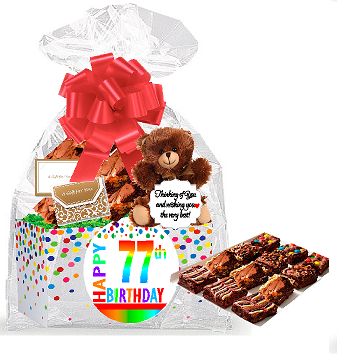 77th Birthday - Anniversary Gourmet Food Gift Basket Chocolate Brownie Variety Gift Pack Box (Individually Wrapped) 12pack