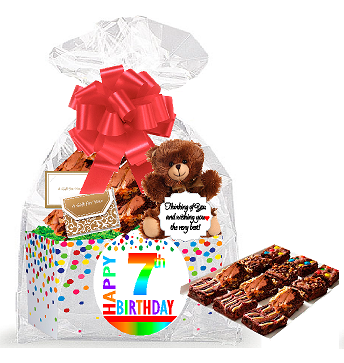 7th Birthday - Anniversary Gourmet Food Gift Basket Chocolate Brownie Variety Gift Pack Box (Individually Wrapped) 12pack