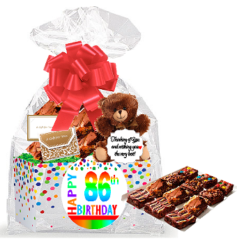 86th Birthday - Anniversary Gourmet Food Gift Basket Chocolate Brownie Variety Gift Pack Box (Individually Wrapped) 12pack