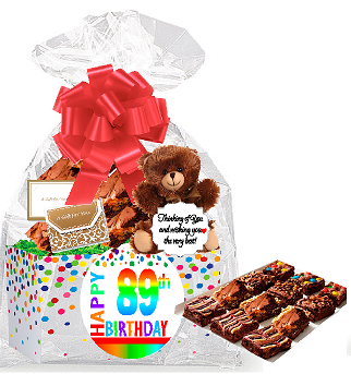 89th Birthday - Anniversary Gourmet Food Gift Basket Chocolate Brownie Variety Gift Pack Box (Individually Wrapped) 12pack