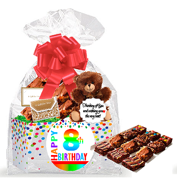 8th Birthday - Anniversary Gourmet Food Gift Basket Chocolate Brownie Variety Gift Pack Box (Individually Wrapped) 12pack