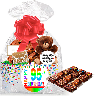 95th Birthday - Anniversary Gourmet Food Gift Basket Chocolate Brownie Variety Gift Pack Box (Individually Wrapped) 12pack