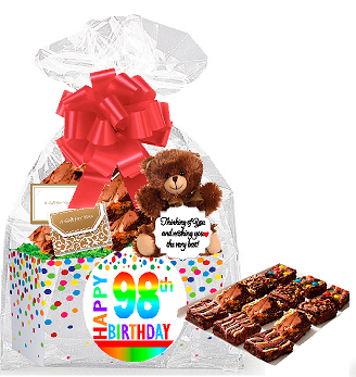 98th Birthday - Anniversary Gourmet Food Gift Basket Chocolate Brownie Variety Gift Pack Box (Individually Wrapped) 12pack