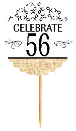 56th Birthday - Anniversary Novelty Burlap Cupcake Decoration Picks -12pack