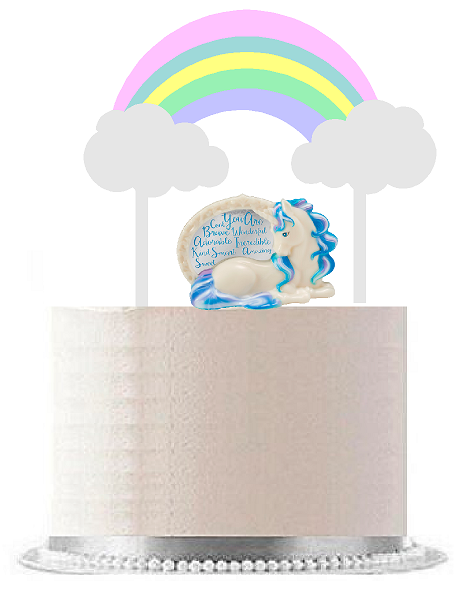 Pastel Rainbow Unicorn Cake Decoration Topper Toy Kit