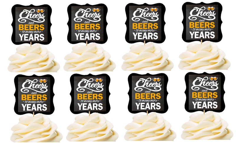 Cheers & Beers  Cupcake Food Appetizer Decoration Topper Picks -12pack