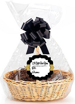 Black-Gold 2Pack Designer Cello Bags - Tags - Bows Cellophane Jumbo Gift Basket Packaging Bags Flat 30" x 40"