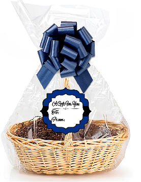 Dark Blue 2Pack Designer Cello Bags - Tags - Bows Cellophane Jumbo Gift Basket Packaging Bags Flat 30" x 40"