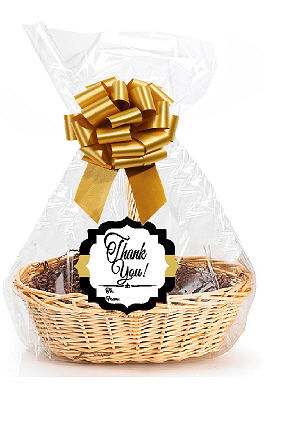 Thank You 2Pack Designer Cello Bags - Tags - Bows Cellophane Jumbo Gift Basket Packaging Bags Flat 30" x 40"
