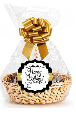 Happy Birthday 2Pack Designer Cello Bags - Tags - Bows Cellophane Jumbo Gift Basket Packaging Bags Flat 30" x 40"