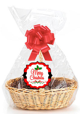 Merry Christmas 2Pack Designer Cello Bags - Tags - Bows Cellophane Jumbo Gift Basket Packaging Bags Flat 30" x 40"