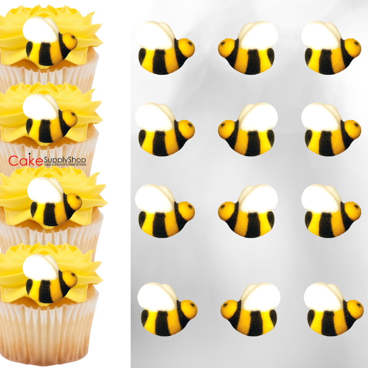 Confetti! 24 Pcs Glitter Bumble Bee Cupcake Toppers Bee Cupcake Toppers for  Baby Shower Birthday Honey bee Party Decor 