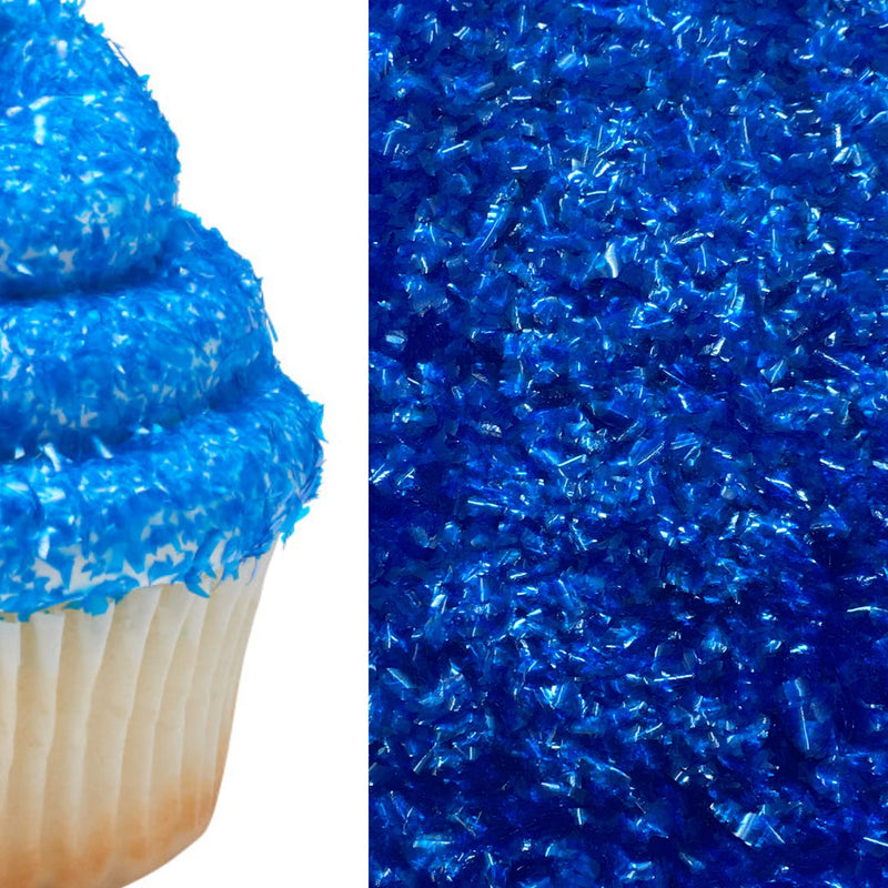 Blue Glitter Flakes With Gold Stars Metallic Edible Shimmer Sparkle Glitter For Cakes And Cupcakes 2oz Jar