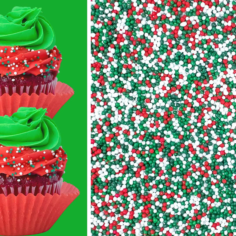 Christmas Nonpareils Bake-in Sprinkle-On Edible Confetti Sprinkles Toppings for Cake Cookie Cupcake IceCream Donut