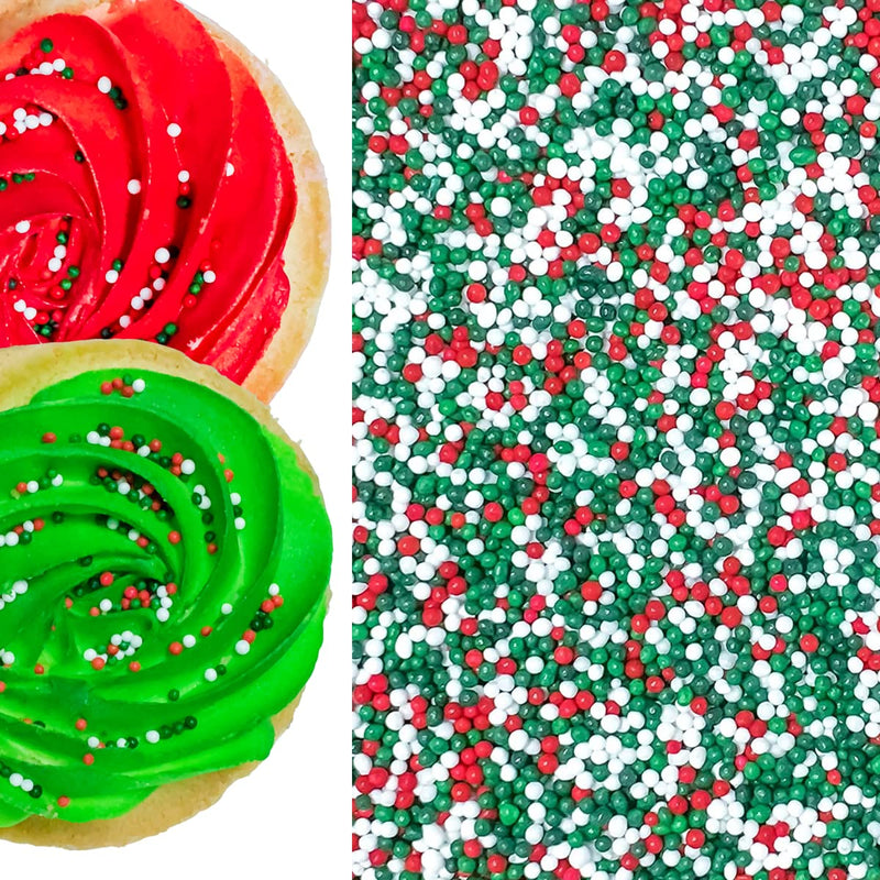 Christmas Nonpareils Bake-in Sprinkle-On Edible Confetti Sprinkles Toppings for Cake Cookie Cupcake IceCream Donut