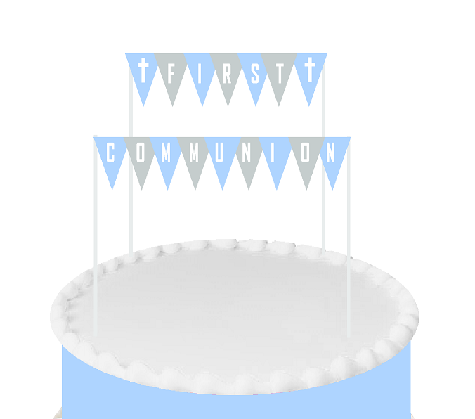 Blue First Communion Cake Decoration Bunting Banner