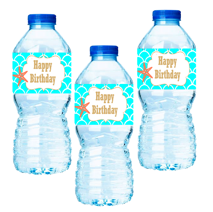 15pack Mermaid Water Bottle Labels