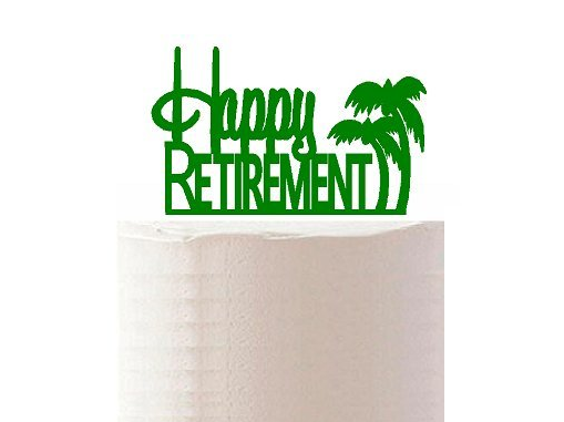 Happy Retirment Green Palm Tree Cake Decoration Topper