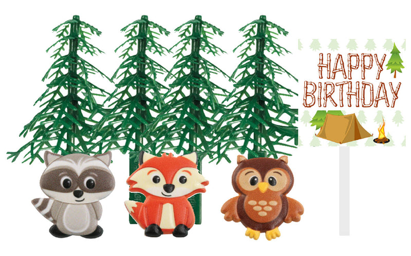 Camping Trees and Plaque Cake Decoration Topper