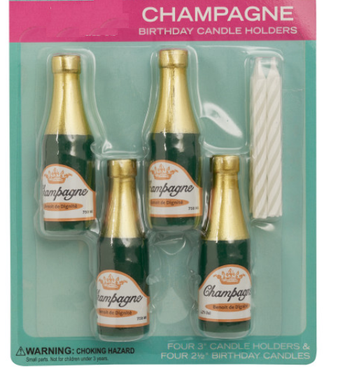 Champagne Bottles Birthday Cake - Food Decoration Topper Candles
