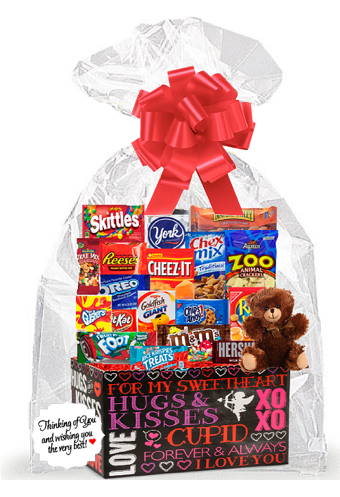 Valentines Day Thinking Of You Cookies, Candy & More Care Package Snack Gift Box Bundle Set