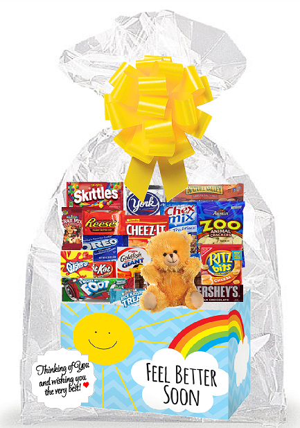 Feel Better Soon (Get Well) Thinking Of You Cookies, Candy & More Care Package Snack Gift Box Bundle Set