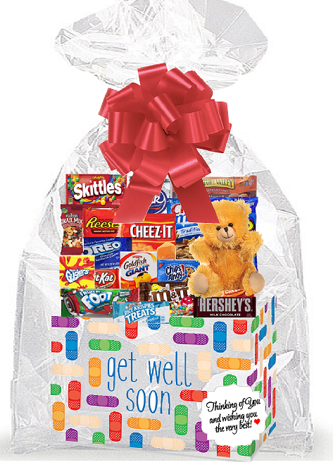 Get Well Soon Bandaid Thinking Of You Cookies, Candy & More Care Package Snack Gift Box Bundle Set