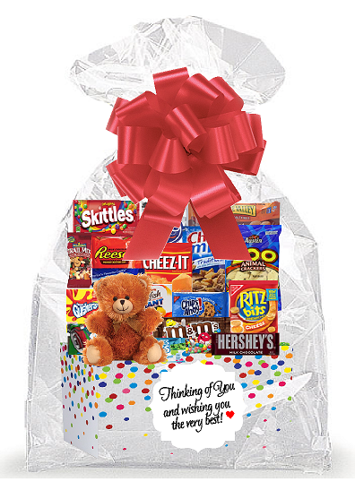 Rainbow Confetti Thinking Of You Cookies, Candy & More Care Package Snack Gift Box Bundle Set