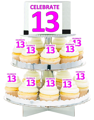 Celebrate 13  Edible Photo  & Edible Cupcake Decoration Toppers